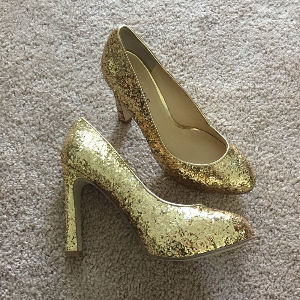Guess Sparkly Gold Heels